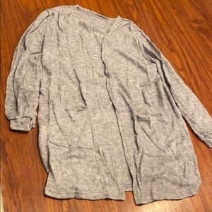 Elastic Cuff Cardigan With Pockets